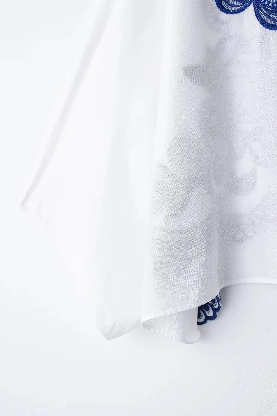 HH Blue Floral Embroidery Skirt For Women Fashion Casual Loose Elastic Waist Skirt Pleated Woman High Waist Midi Skirts