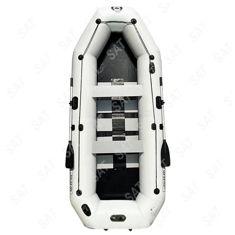 -4 Person PVC Inflatable Fishing Boat Kayak Slat Wooden Deck Recreational Floating Pontoon Factory Direct with Paddle