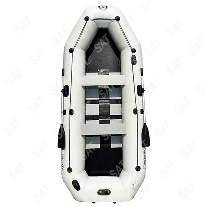 -4 Person PVC Inflatable Fishing Boat Kayak Slat Wooden Deck Recreational Floating Pontoon Factory Direct with Paddle