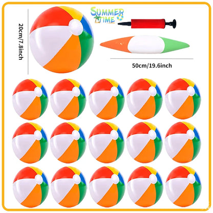 Inflatable Beach Balls Rainbow Color Pool Ball Swimming Pool Water Games for Kids Birthday Gifts Summer Party Favors Volleyball