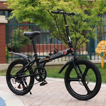20Inch Folding Bicycle 6-Speed Double Disc Brake Geared Bicycle - Compact Travel-Friendly Bike for Easy Storage And Transport