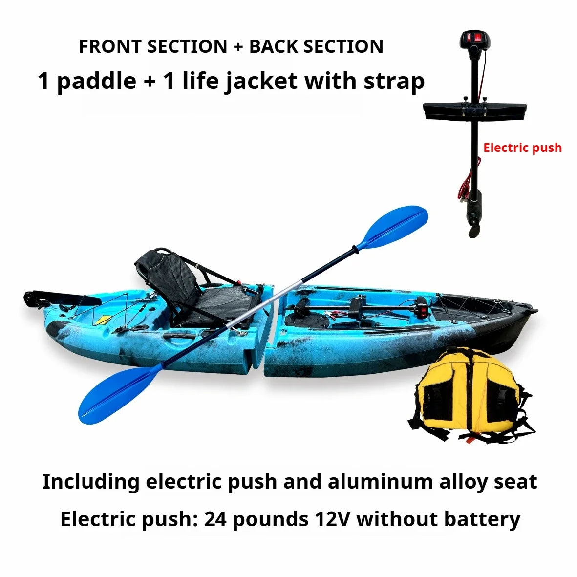 2025 Portable LLDPE Kayak With Split Hard Shell Electric Pedal-Driven Canoe For Solo Tandem Lake Sea Adventures Modular Assembly