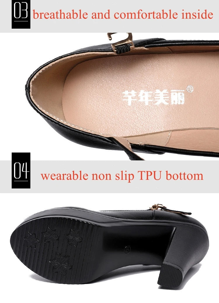 8 10 12cm Small Size 32-43 Shallow Thick Bottom Platform Pumps Women 2025 Block High Heels Shoes for Office Model Wedding Dress