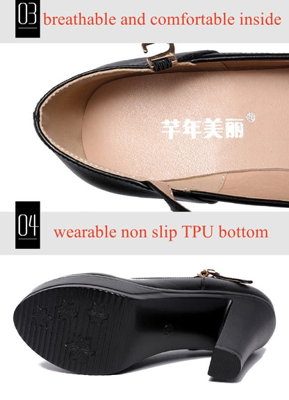 8 10 12cm Small Size 32-43 Shallow Thick Bottom Platform Pumps Women 2025 Block High Heels Shoes for Office Model Wedding Dress