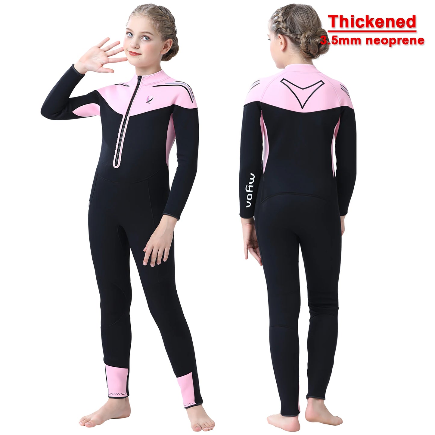 Thermal Full Wet Suits for Girls,Long Sleeve Anti-UV One-Piece Kids Wetsuits,3.5mm Neoprene,Thick Warm Swimming Surfing Wear