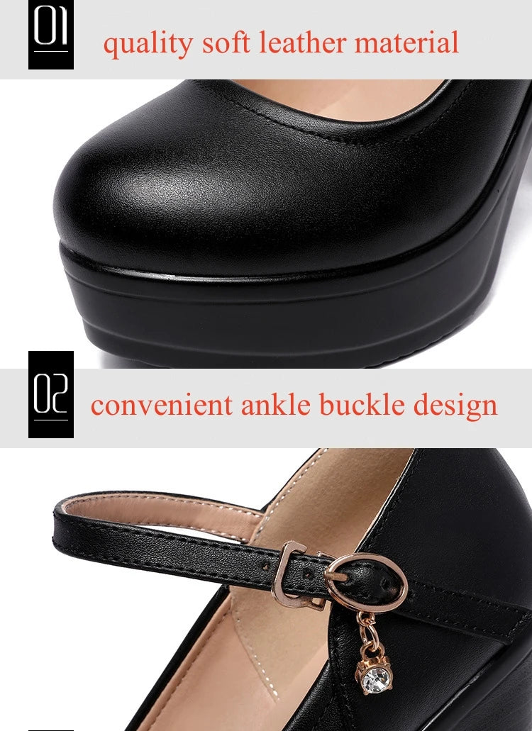 8 10 12cm Small Size 32-43 Shallow Thick Bottom Platform Pumps Women 2025 Block High Heels Shoes for Office Model Wedding Dress