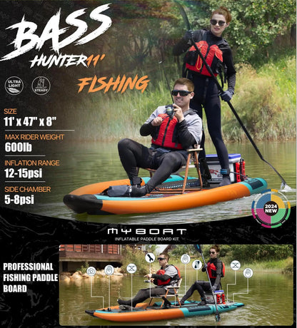 2 Person Inflatable Kayak for Fishing, Double Seat Folding Canoe with Pump, Portable Kayak for Lake River Outdoor Water Sport