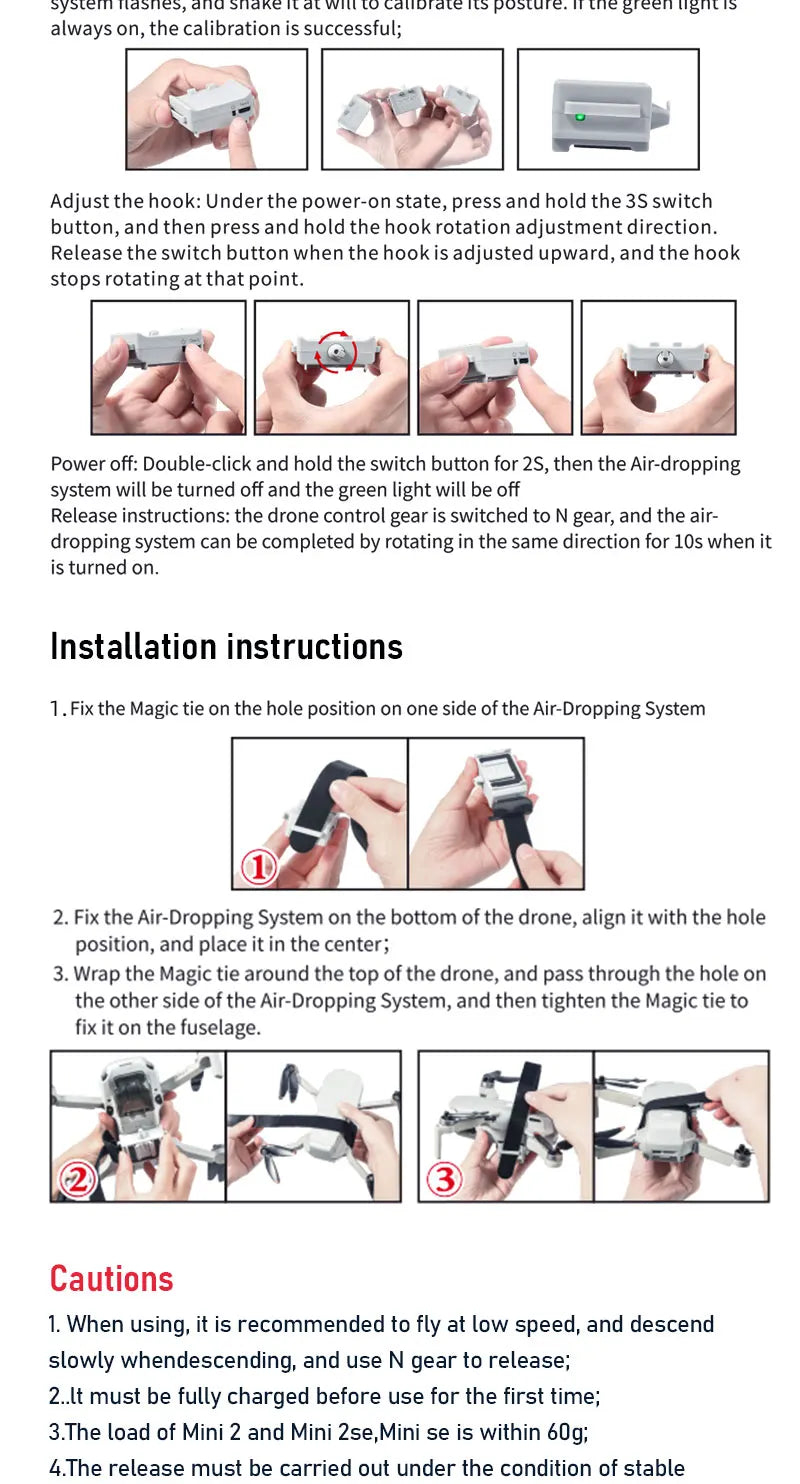 Drone Airdrop System for DJI Mini 2/SE/2SE Air-dropping Dropper Fishing Bait Wedding Ring Gift Proposal Rescue Delivery Thrower