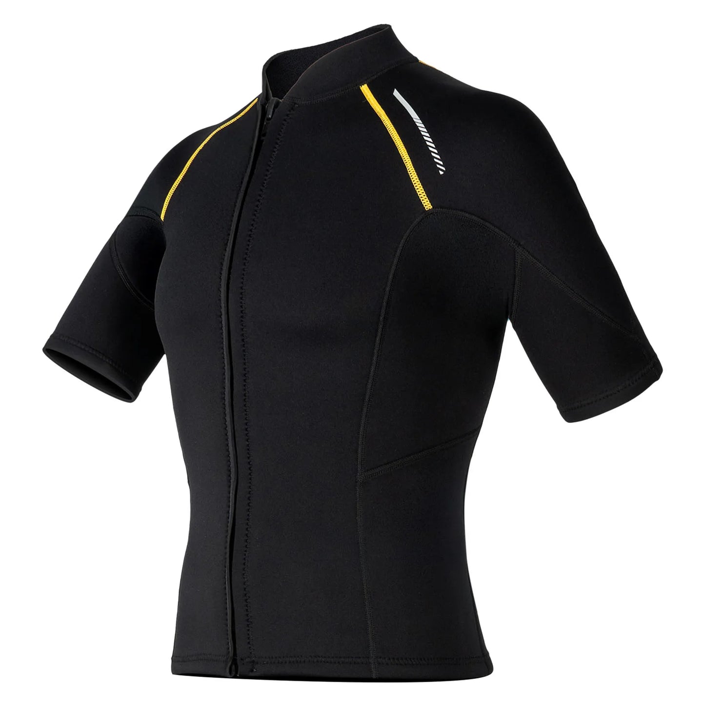Men's Rash Guard Swimsuit Tops Short Sleeves Front Zip Wetsuit Top 1.5mm Neoprene Swim Tops Swimming Diving Surfing Snorkeling