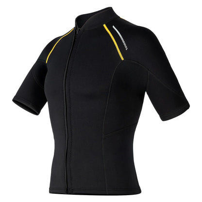 Men's Rash Guard Swimsuit Tops Short Sleeves Front Zip Wetsuit Top 1.5mm Neoprene Swim Tops Swimming Diving Surfing Snorkeling