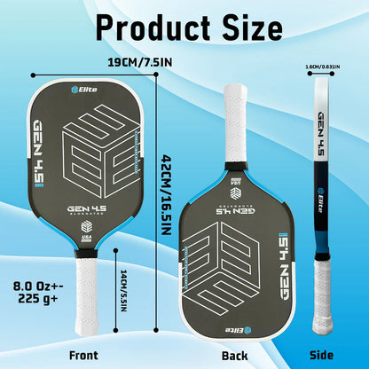 Elite Pickleball Paddle - Carbon Fiber Structure Cold Pressed Anti-Slip Grip PP Honeycomb Core High Strength Friction Durable Ed