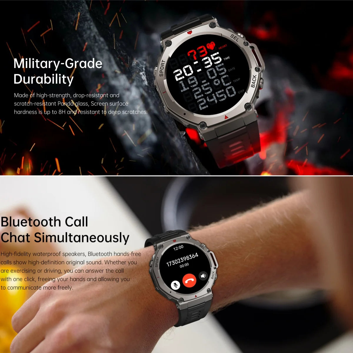 Original T-Rex 3 Military Smart Watch Bulit-in GPS Compass Altimeter Barometric 5ATM Waterproof AMOLED Bluetooth Call Smartwatch