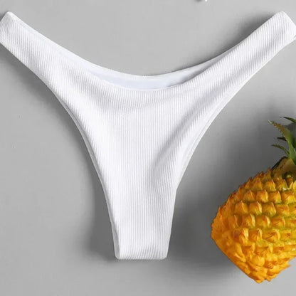 Sexy Women's Ribbed Tube Top Bikini Set White Swimsuit for Women Biquini Traje De Bano Pants Bikini Badeanzug Micro Bikini