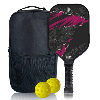 Black Purple Polka Dot USAPA Pickleball Paddle Fiberglass Surface High Grit & Spin Unibody Edgeless Sport Racquet Pickleball