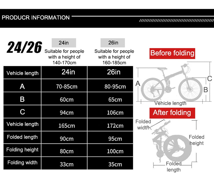 Eco-friendly 26 Inch Size Wheel Folding Bike Cycling Steel Frame Folding Mountain Bicycle