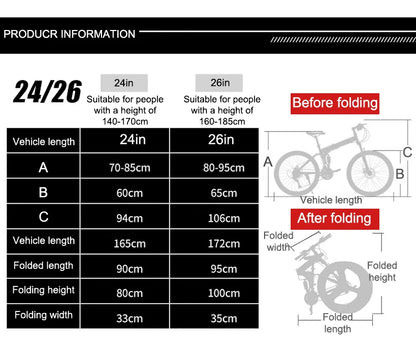 Eco-friendly 26 Inch Size Wheel Folding Bike Cycling Steel Frame Folding Mountain Bicycle
