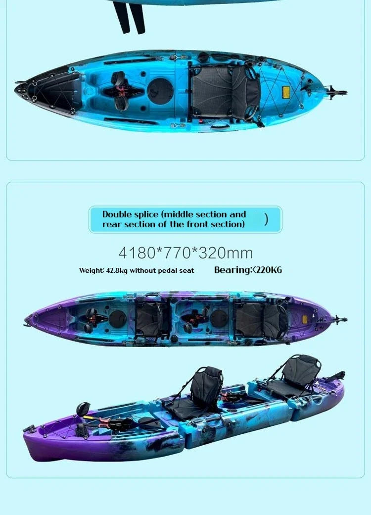 2025 Portable LLDPE Kayak With Split Hard Shell Electric Pedal-Driven Canoe For Solo Tandem Lake Sea Adventures Modular Assembly