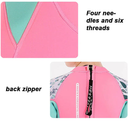 Children Wetsuit 2.5MM Neoprene Diving Suit For Girls Boys One-Piece Swimsuits Long Sleeve Kids Swimwears Snorkeling Rash Guards