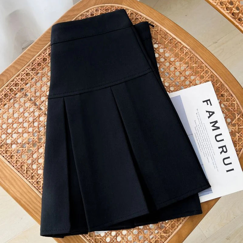 MEXZT JK Preppy Black Mini Skirt Women Y2K Streetwear High Waist Pleated Skirts Summer Korean Fashion All Match A Line Skirt New