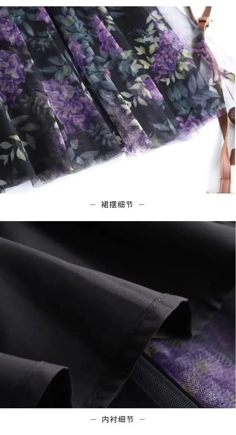 2025 High-waisted Slim Printed A-line Large Hem Skirt with Long Skirt Temperament, Fashionable and High-end