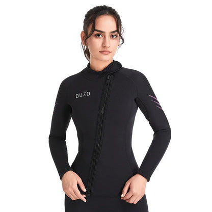 Wetsuit Tops Men and Women Vest 3mm Neoprene Long Sleeve Jacket Surfing Swimming Front Zip Wet Suit for Water Sports Shirt/Pants