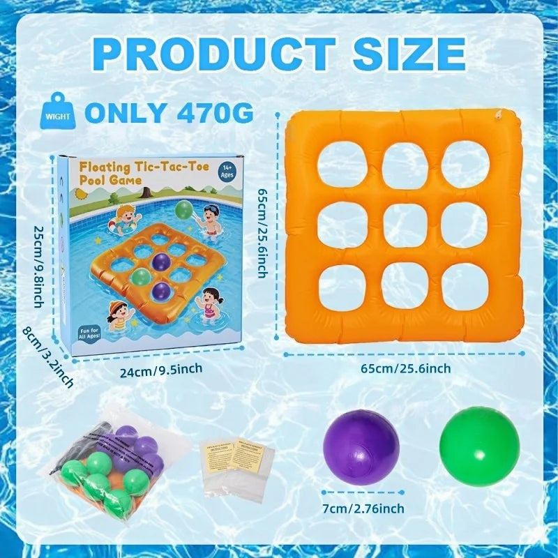 Inflatable Pool Tic Tac Toe Game Set With 10 Floating Balls Summer Water Ball Toy for Adults Teens Kids Swimming Pool Party Gift