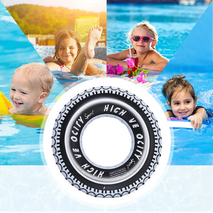 Inflatable Swimming Ring Tire Pattern Pool Floats Summer Swim Tube Air Mattress Baby Pool Floating Ring Water Play Entertainment