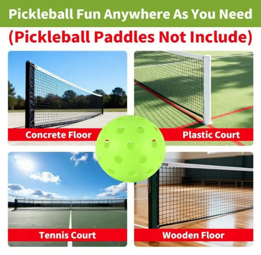 In/Outdoor Pickle Balls, 6 Pack of 26/40 Holes with Mesh Bag USAPA Approved Pickleballs Set High Visibility Durable Pickle Balls