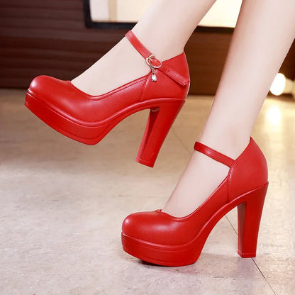 Small Size 32-43 Shallow Thick Bottom White Silver Wedding Shoes Bride Platform Pumps 2025 Block High Heels Shoes for Model Mom