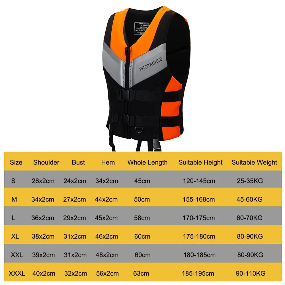 Neoprene Life Jacket Buoyancy Fishing Water Ski Vest Wear-resistant Survival Suit Water Sports Life Jacket For Swimming Fishing