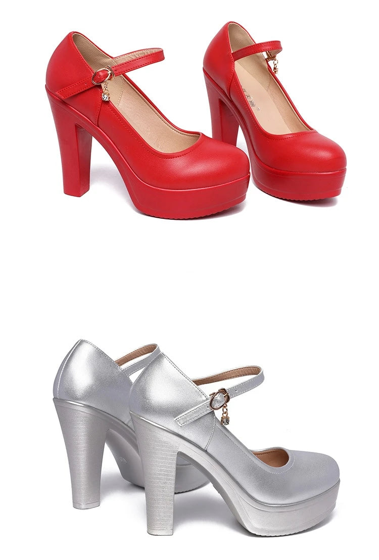8 10 12cm Small Size 32-43 Shallow Thick Bottom Platform Pumps Women 2025 Block High Heels Shoes for Office Model Wedding Dress
