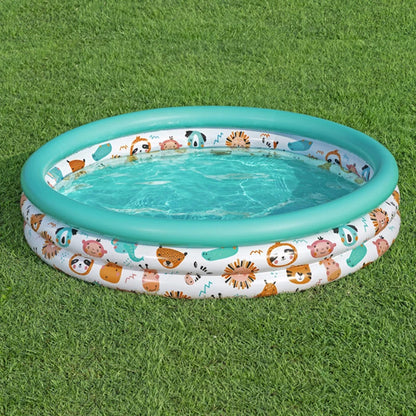 40”/48” X 10” 3 Rings Round Inflatable Infant Baby Swimming Pool Toddler Kiddie Ball Pit Pool Animal Pattern Age 2 and Up