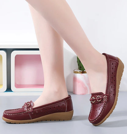 Woman Shoes Breathable Leather Shoes For Women Low Heels Casual Zapatos Mujer Elegant Heel Women's Shoes Flats Female Footwear