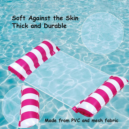 Foldable Inflatable Floating Swimming Pool Party Water Hammock Air Mattresses Pvc Stripe Water Floating Inflatable Mat Set