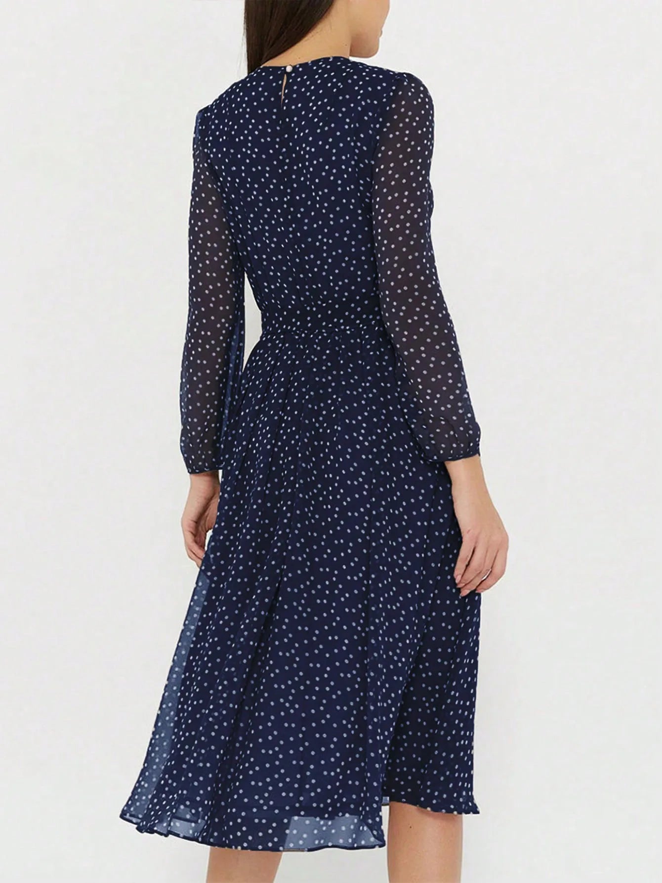 Print Dot Dress Women Casual Long Sleeve Round Neck Midi Dresses Lace Up Vocation Elegant Vestidos Summer 2025 Y2k Streetwear