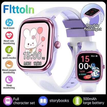 2026 New Kids Study Smart Watch Puzzle Game Sleep Monitor 1.83" Display Alarm Clock Flashlight Children Smartwatch Boy Girl Gift