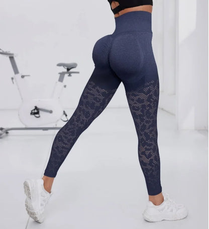 Women Gym Hollow Out Leggings Elastic Butt Lifting Fitness Athletic Workout Yoga Pants Exercise Leggins Outdoor Sports Tights