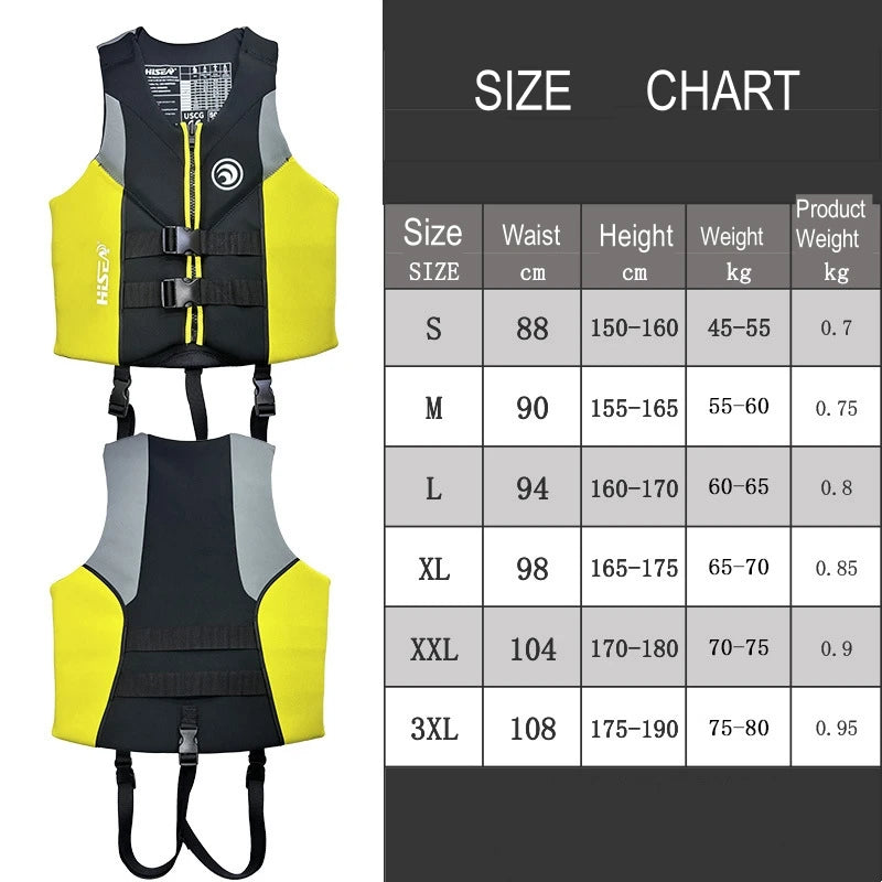 Life Jacket Adult Neoprene Life Vest Surf Raft Kayak Fishing Jet Ski Vest Water Sport Swimming Rescue Super Buoyancy Life Jacket