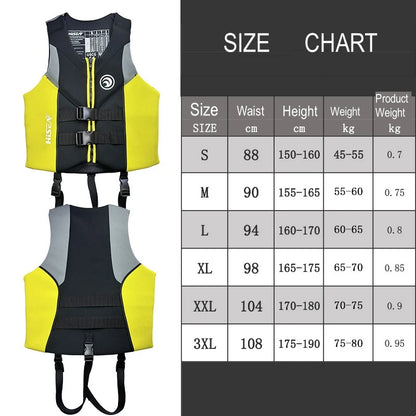 Life Jacket Adult Neoprene Life Vest Surf Raft Kayak Fishing Jet Ski Vest Water Sport Swimming Rescue Super Buoyancy Life Jacket