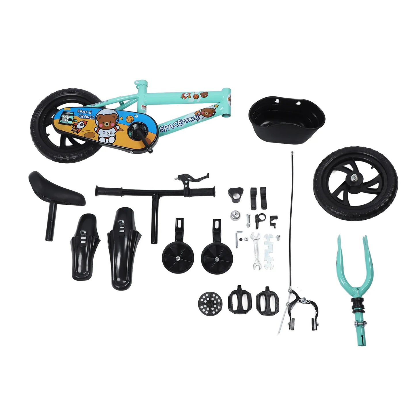 12" Kids Bike with Training Wheels for 2-6 Years Old, High Carbon Steel Frame Adjustable Seat & Handlebars
