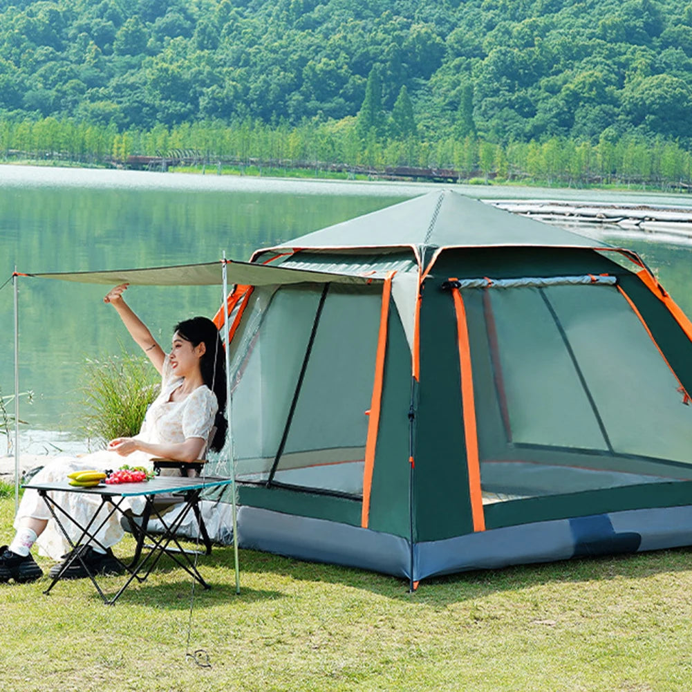 Automatic Camping Tent Sun-Protection Outdoor Folding Tent Waterproof Portable Hexagonal Tent for Family 3-4/4-6 People