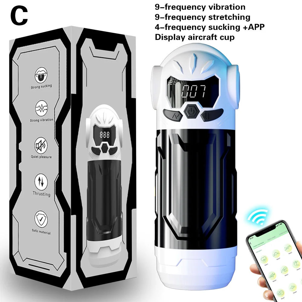 Masturbator Adult Sex Toys for Men 3 in 1 Automatic Thrusting Sucking Vibration Mode Blowjob Simulated Vagina Male Sex Supplies
