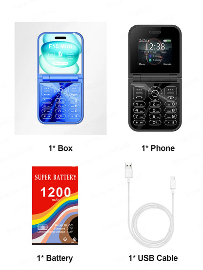 SERVO F15 Mini Small Flip Mobile Phone 2 SIM Standby Speed Dial Magic Voice Flashlight Call Recording 2G GSM Cute Fold Cellphone