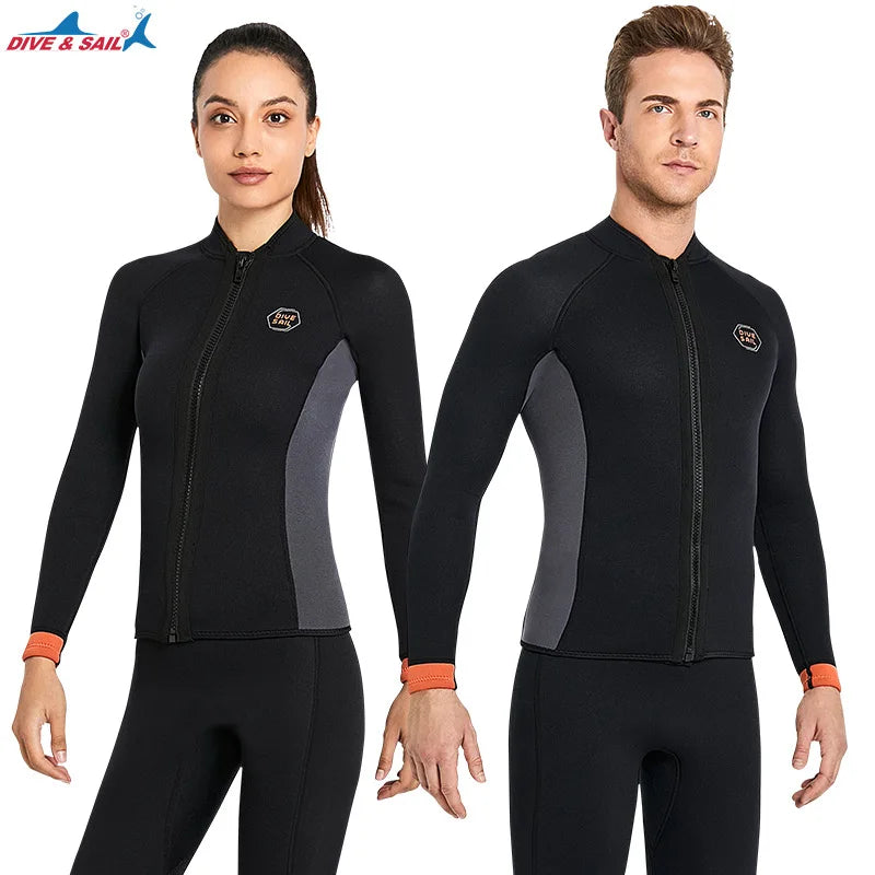 Wetsuit 3MM Neoprene Men Long Sleeve Split Wetsuit Warm Jacket Pants Plus Size Women Swimsuit Scuba Diving Snorkeling Surf Suit