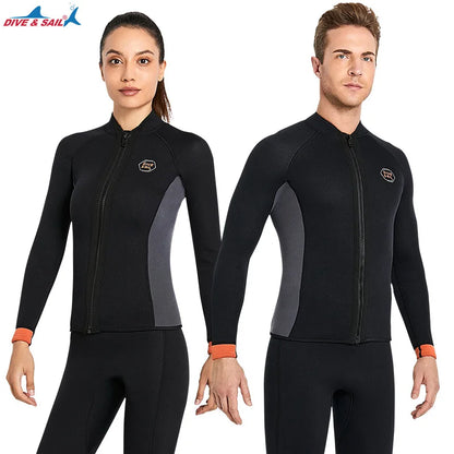 Wetsuit 3MM Neoprene Men Long Sleeve Split Wetsuit Warm Jacket Pants Plus Size Women Swimsuit Scuba Diving Snorkeling Surf Suit