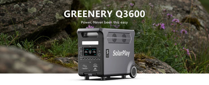 SOLARPLAY Q3600 Outdoor Generator 3600W MPPT Portable Power Station with 400W Folable Solar Panels Trolley For RV Camping