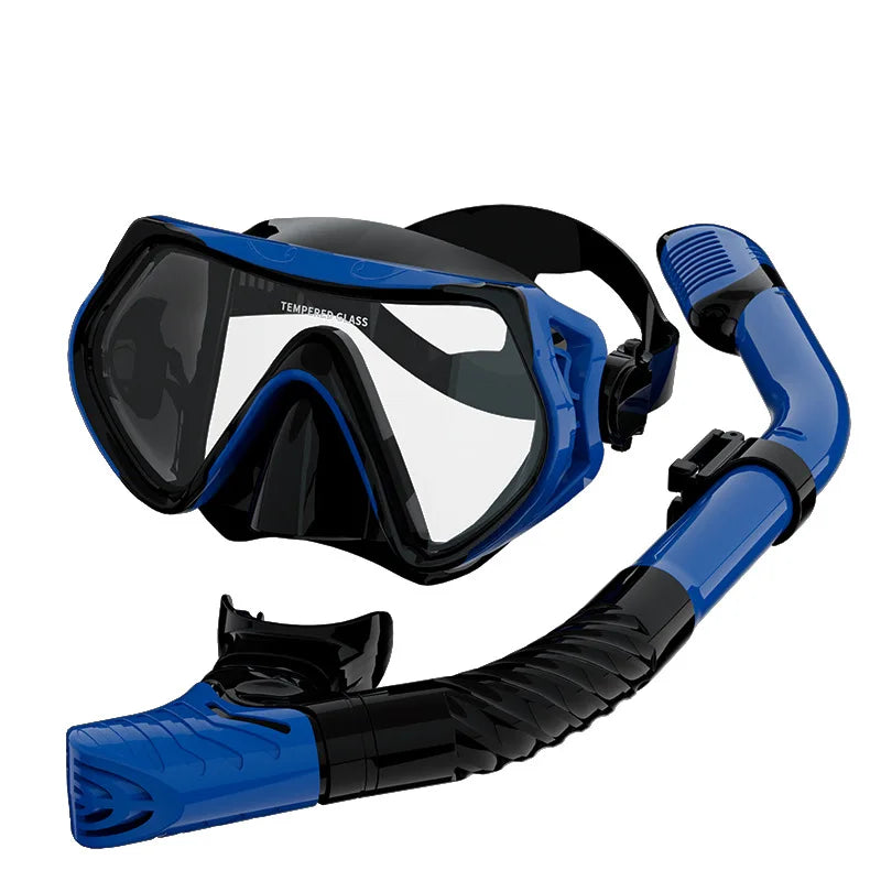 Diving Mask Snorkeling Full Dry Breathing Tube Set, Large Frame Swimming Goggles, Liquid Silicone Diving Mask