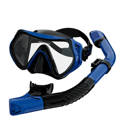 Diving Mask Snorkeling Full Dry Breathing Tube Set, Large Frame Swimming Goggles, Liquid Silicone Diving Mask