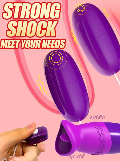 Two Balls Vibrating Love Egg Vibrator for Women Tongue Licking Nipple G-Spot Clitoris Stimulator Female Masturbator Adult Games