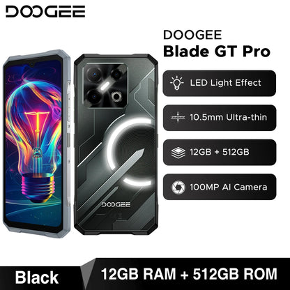 World Premiere DOOGEE Blade GT Pro 5G Rugged Phone LED Light Effect 12GB 512GB 10.5mm Ultra-thin 100MP AI Camera 5800mAh Battery
